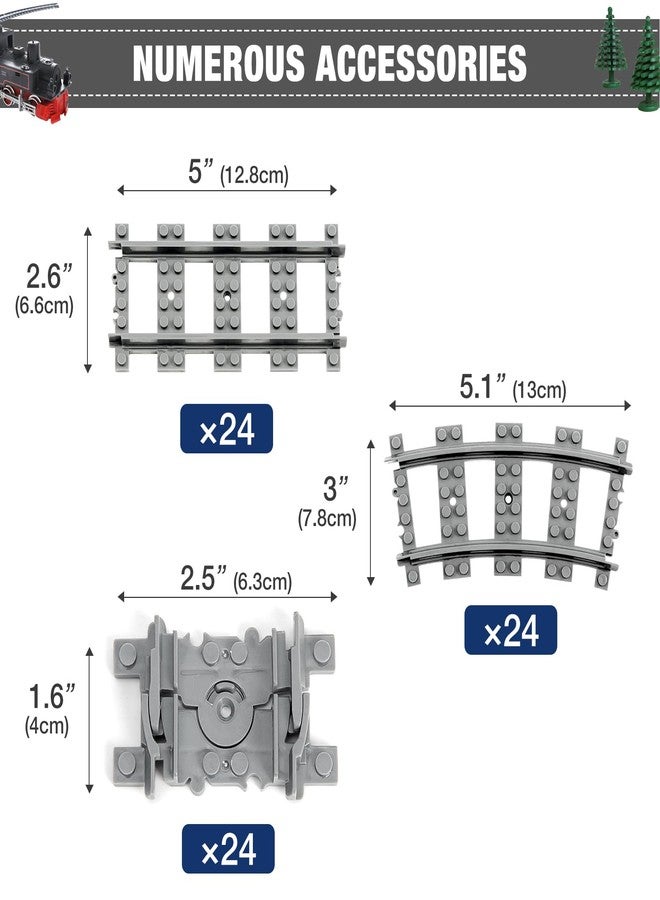 MANNIDOO Classic City Train Tracks, 72 Pieces Railroad Track with 24 Flexible, 24 Curved and 24 Straight Tracks, Train Expansion Accessories Compatible with All Major Brands Train Tracks - Image 3